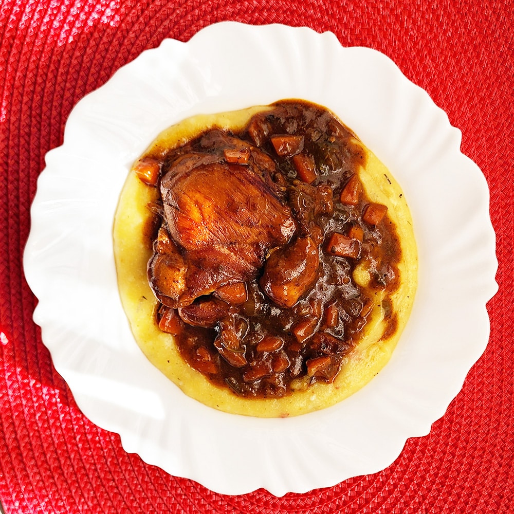 polenta com frango ao molho