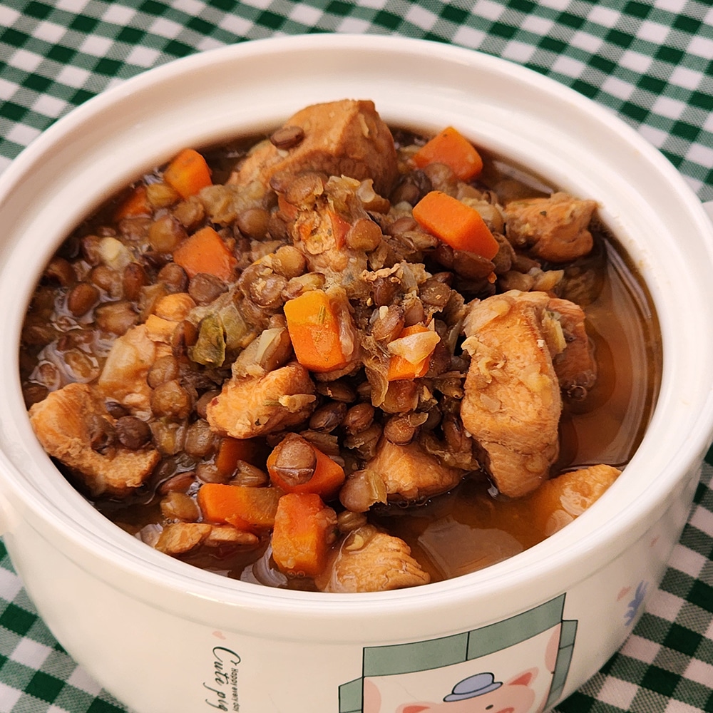 sopa de lentilha com frango