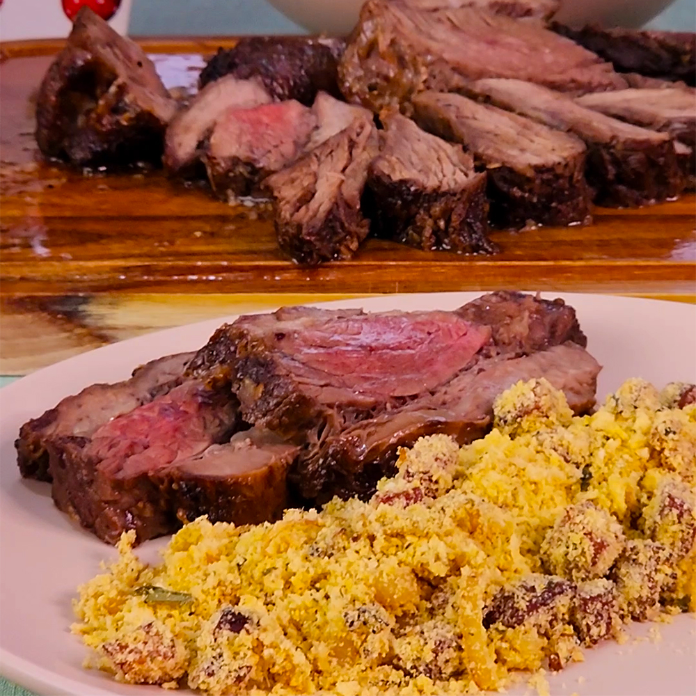 Fraldinha na Air Fryer com Farofa Caseira e Vinagrete